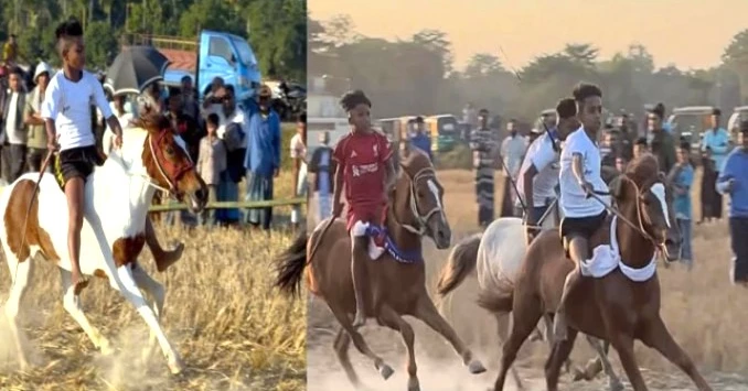 সিলেটে ঐতিহ্যবাহী ঘোড়দৌড় প্রতিযোগিতা অনুষ্ঠিত