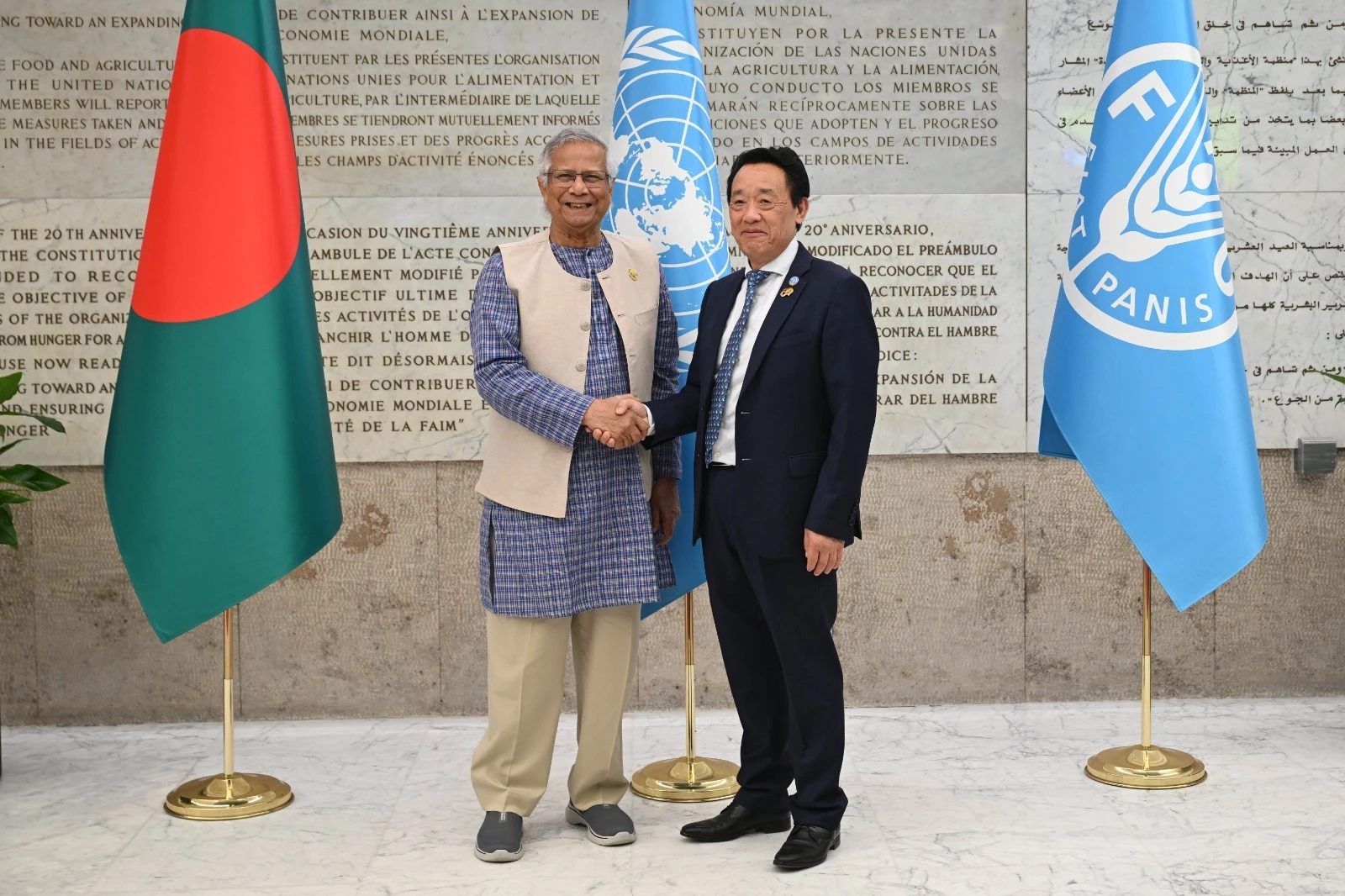 রোমে এফএও সদরদপ্তরে প্রধান উপদেষ্টাকে উষ্ণ অভ্যর্থনা