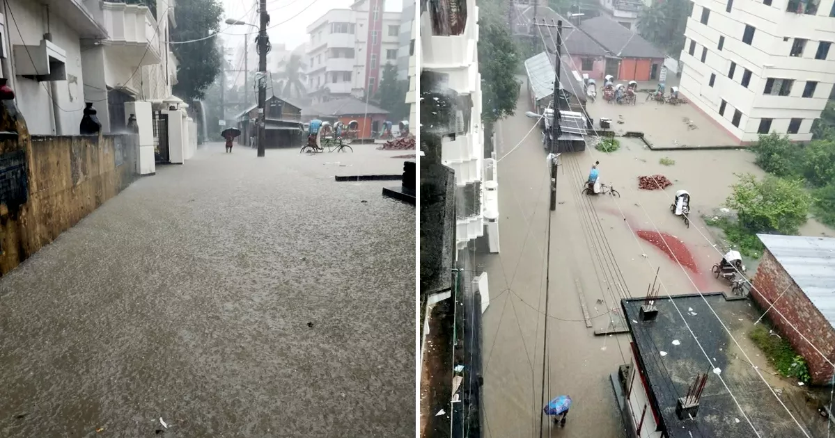 টানা বর্ষণে ডুবেছে ফেনী শহর, ভেঙেছে মুহুরীর বাঁধ