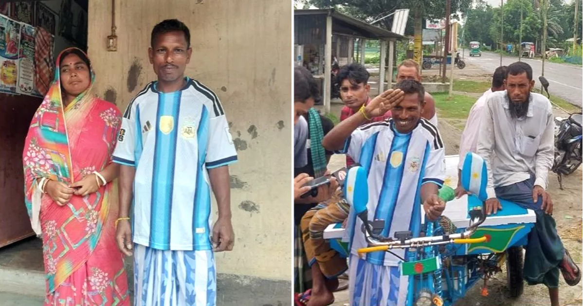 ঋণের টাকায় আর্জেন্টিনার রঙে গ্রাম রাঙালেন ঈশ্বরগঞ্জের ‘সুমন মেসি’