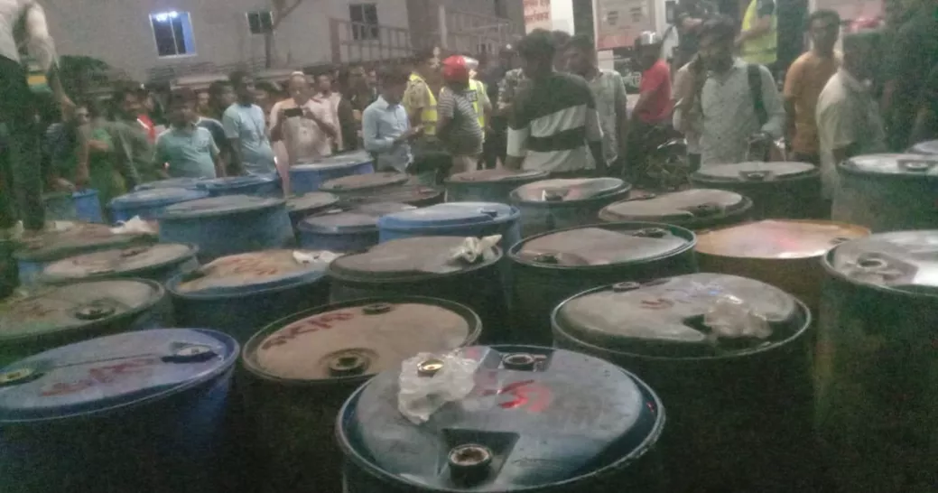 7,400 liters of illegally stored diesel Seized in Narail