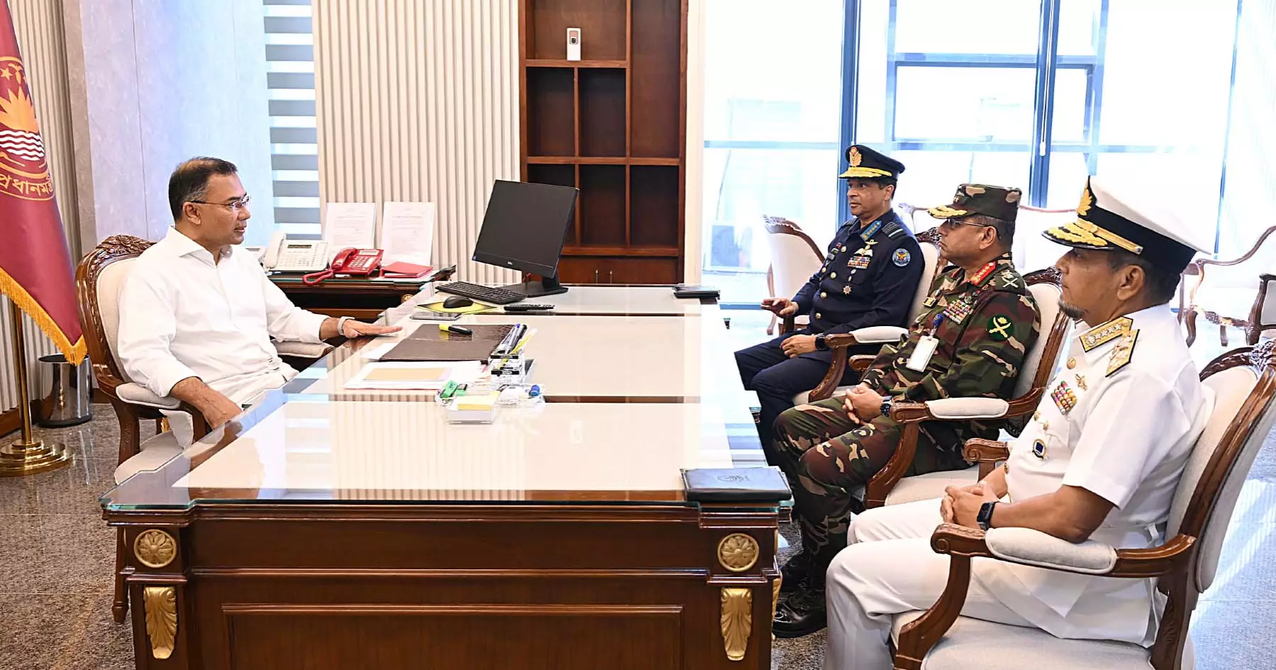 Three services' chiefs meet PM Tarique Rahman