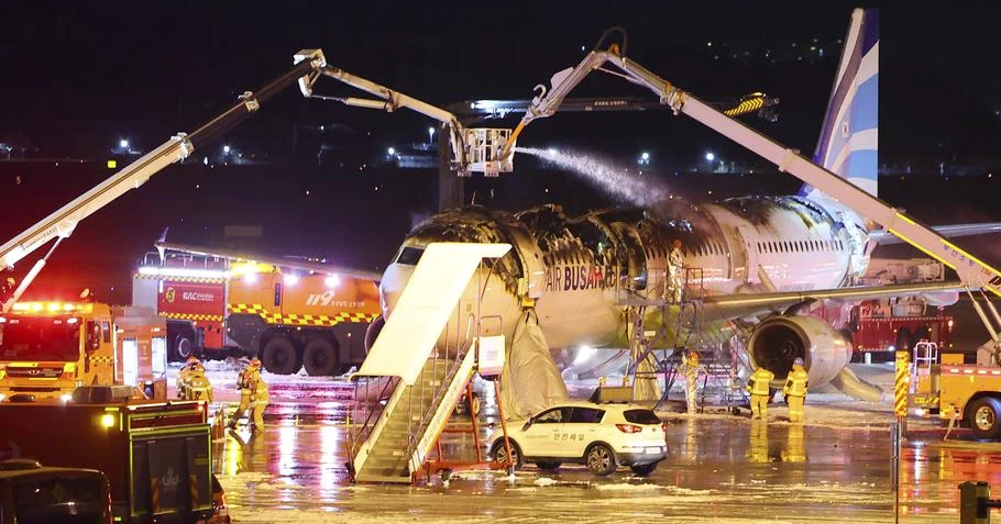Passenger plane catches fire at South Korean airport, all 176 people on board are evacuated