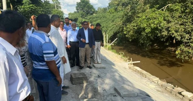 Shahe Alam visits collapsed road in Gazipur following PM's directives