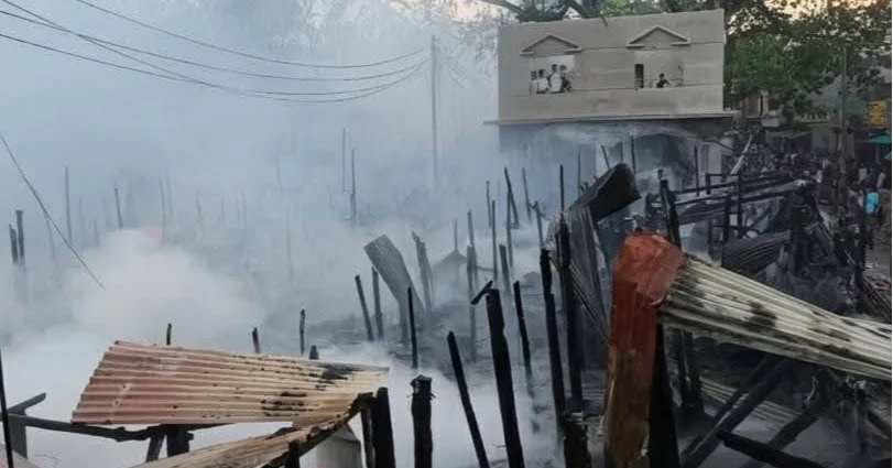 Fire destroys 47 shops, dwelling houses in Bandarban
