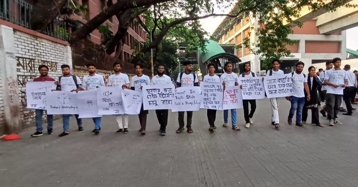 Youth stage march, form human chain ahead of budget with 6-point demand
