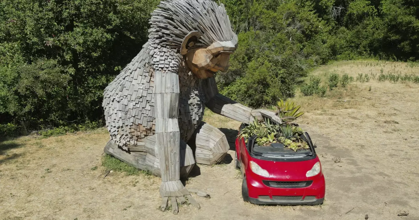 Giant troll sculptures made from trash aim to inspire eco-friendly living