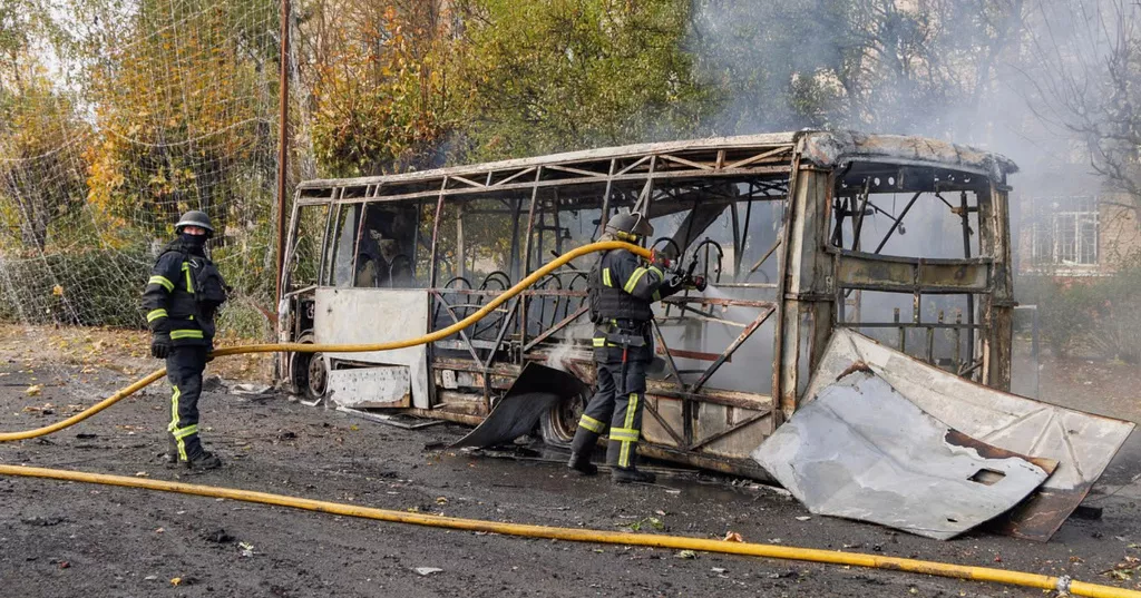Russian strike on Ukrainian public buses kills 30 as Kyiv blackouts worsen