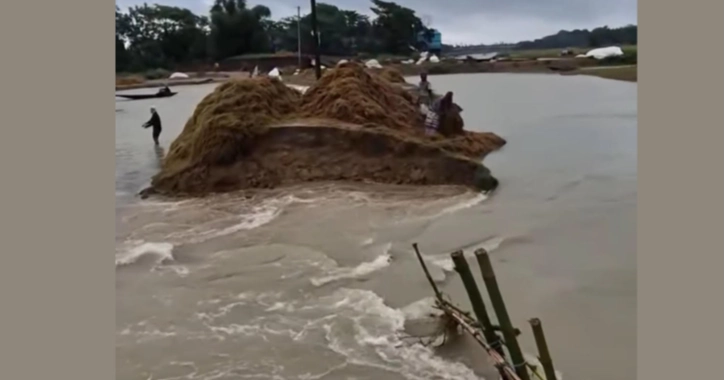 Sunamganj haor flooded as hill torrents breach rural road, threaten crops