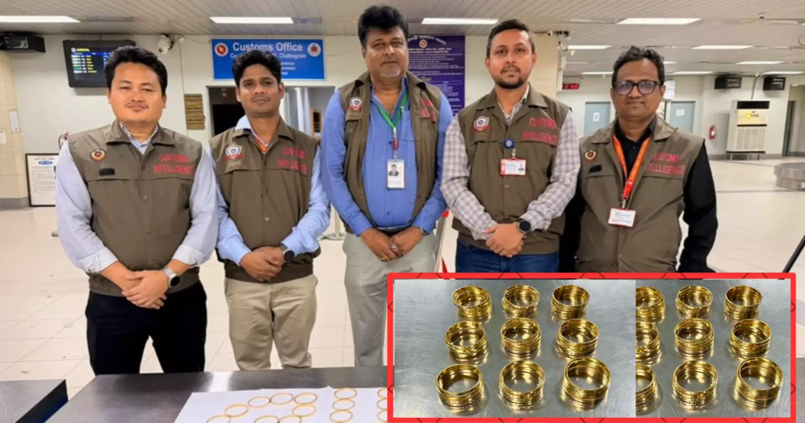 Gold bangles worth Tk 2.8 crore seized at Chattogram Airport