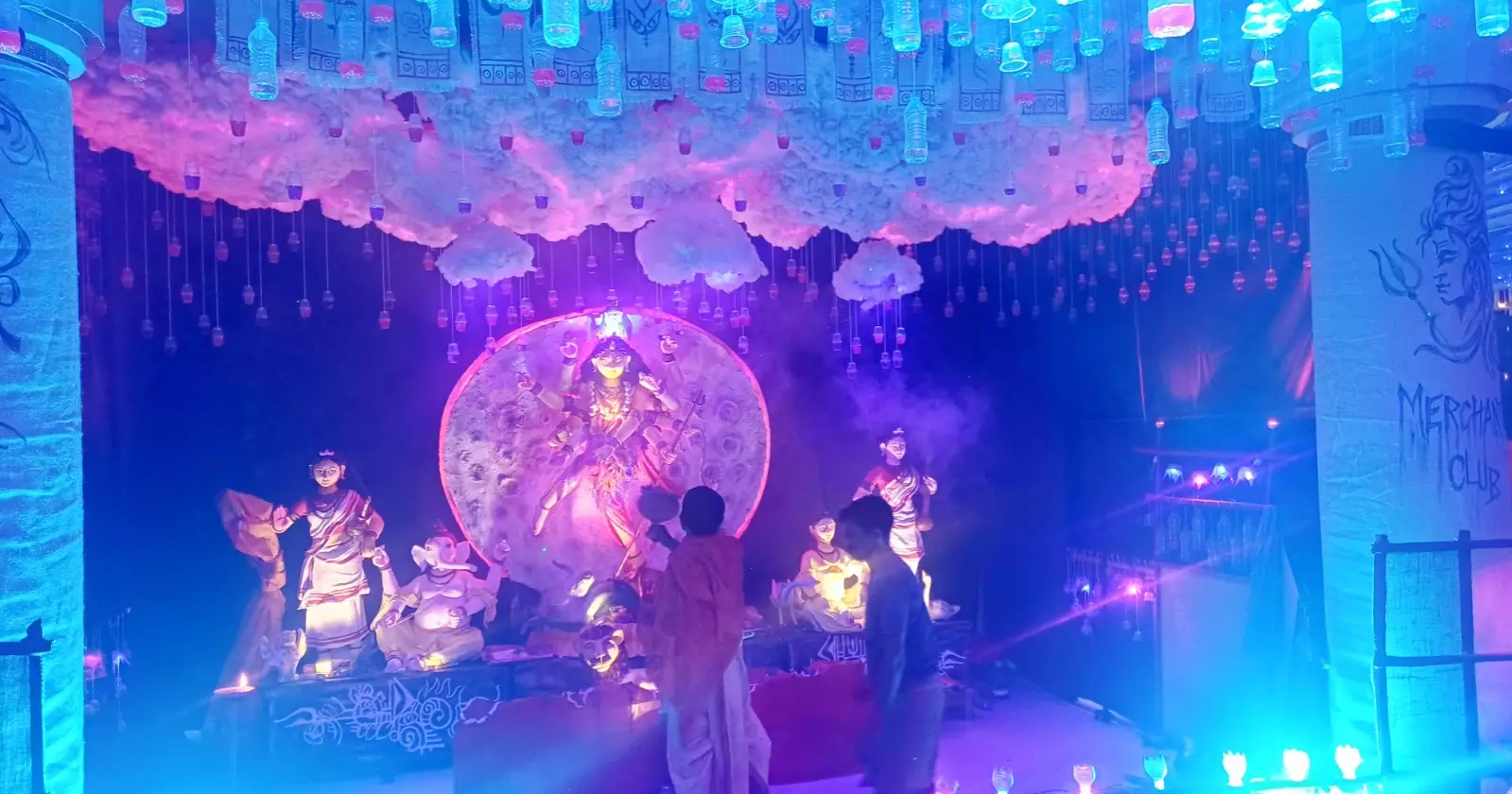 Sherpur puja pandal made from 4,000 discarded plastic bottles