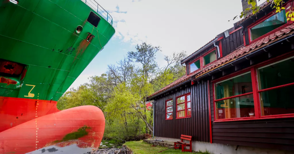 Norwegian man awoke to find a grounded cargo ship narrowly missed his home