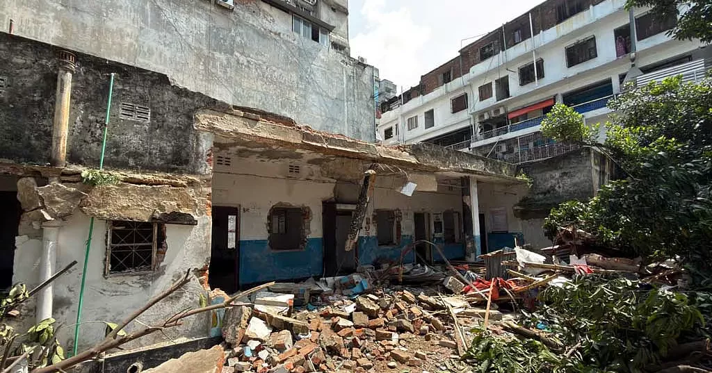Tasnim Jara visits scene of destruction in Mirpur where Radda health centre stood