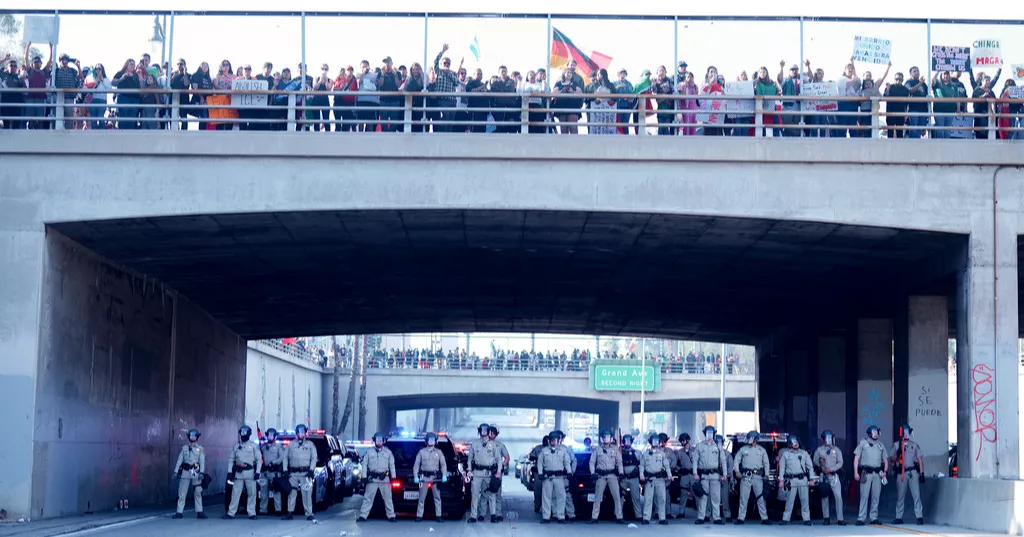 Protesters against deportations block major Los Angeles freeway