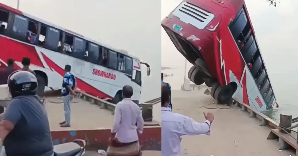 Bus with 40 passengers falls into Padma at Daulatdia Ghat; rescue underway