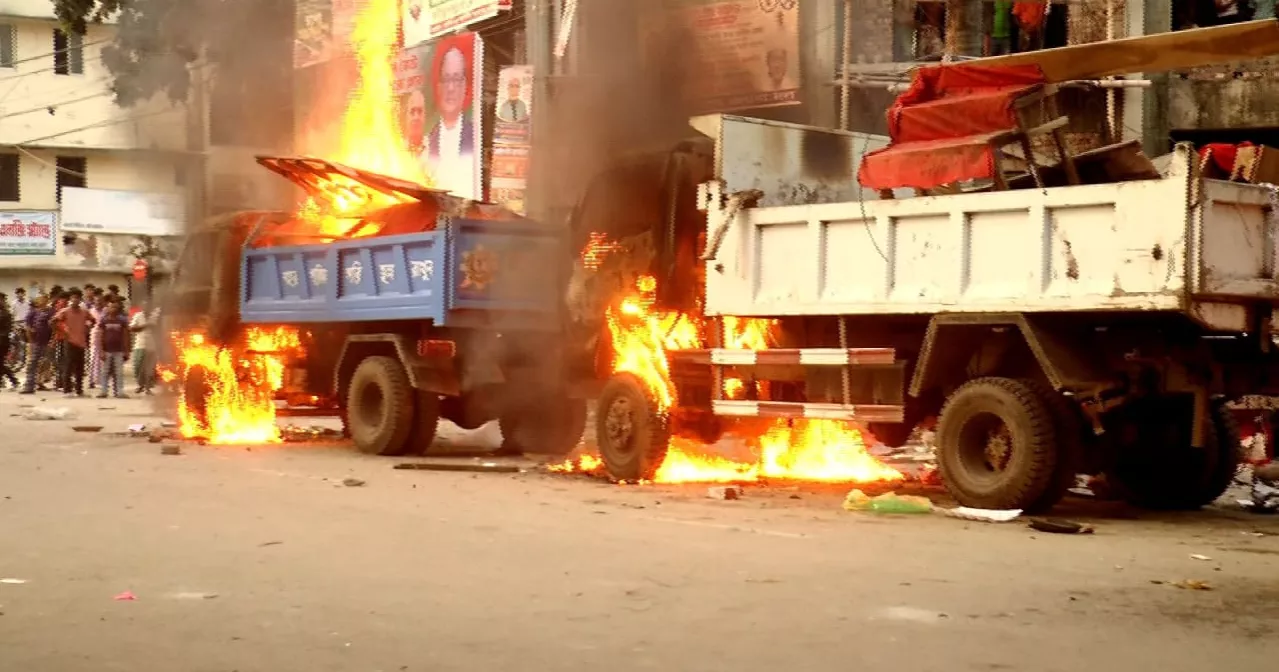 Clash during eviction drive: 3 municipal vehicles set on fire, 20 injured in Bhola