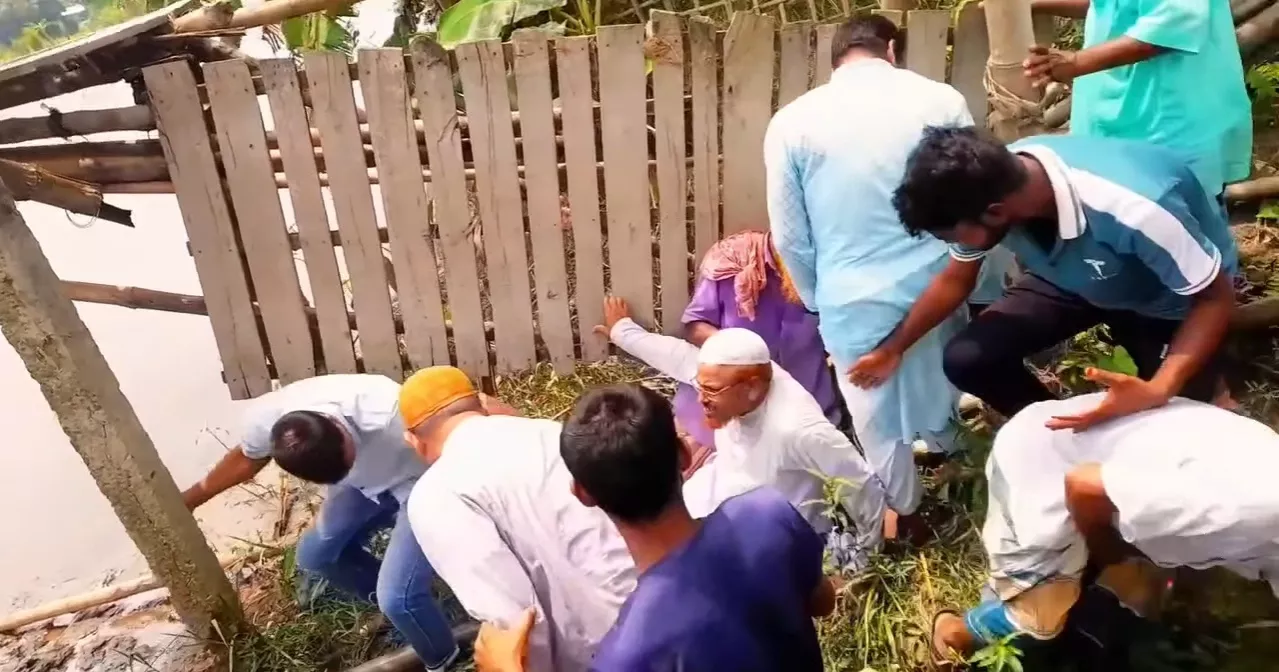 Jamaat leaders fall into river as community-built bridge collapses in Nilphamari