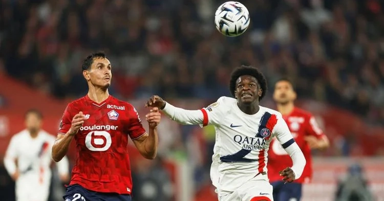 Ethan Mbappé scores late equalizer for Lille as brother Kylian watches from stands