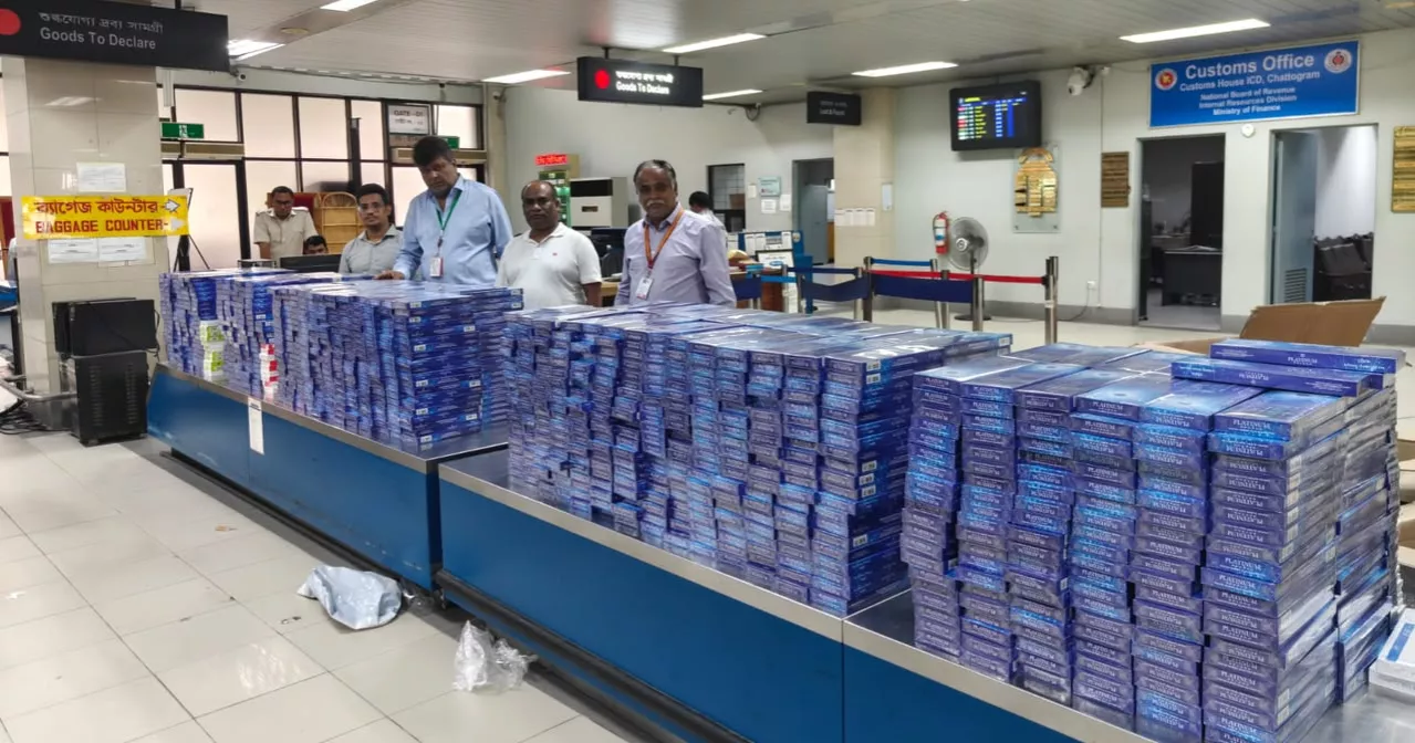 1,802 cartons of foreign cigarettes, 13 iPhones seized at Chattogram airport