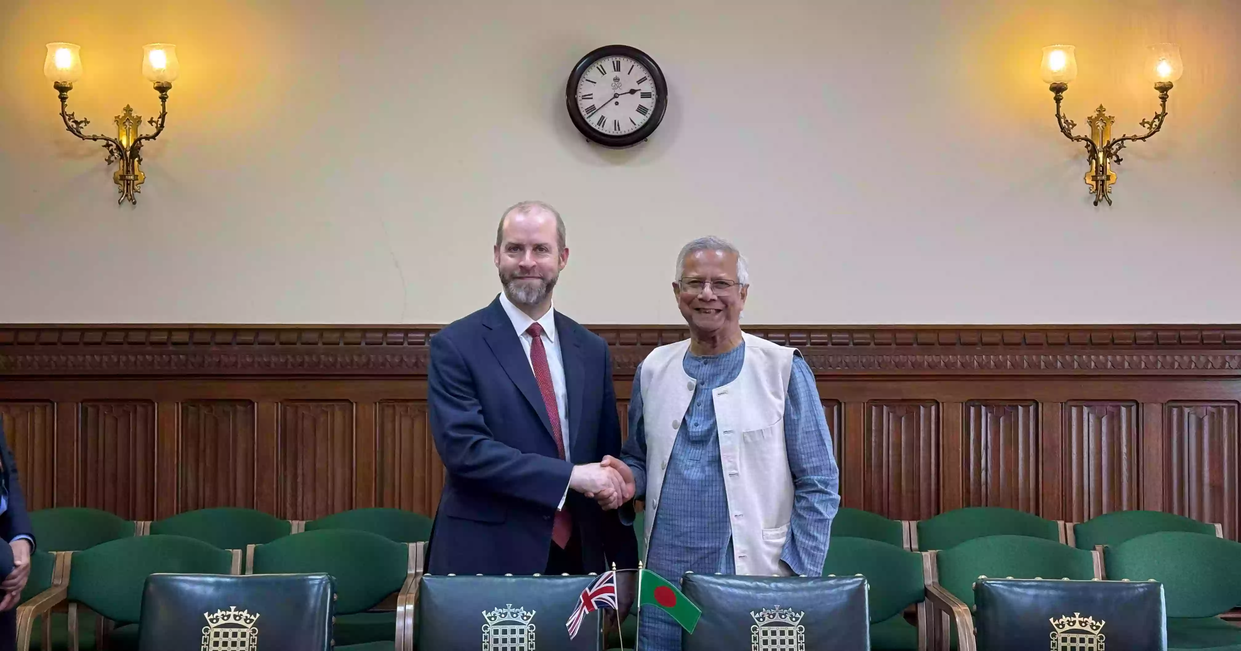 British Business Secretary Jonathan Reynolds meets Prof Yunus