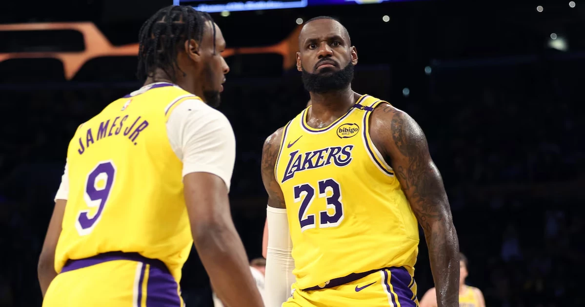 Legend LeBron James passes the torch on-court as father-son duo make NBA history