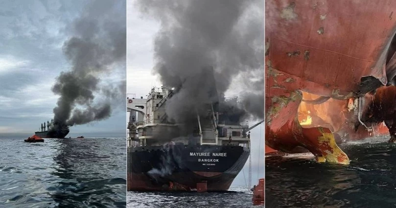Two oil tankers ablaze in Iraqi waters, 1 dead, 25 evacuated