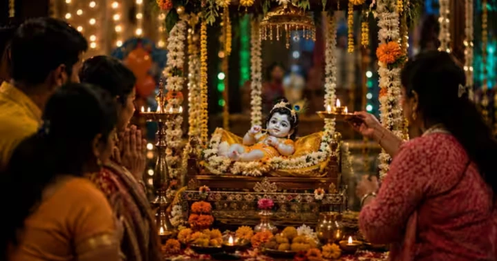 Hindu community celebrating Janmashtami