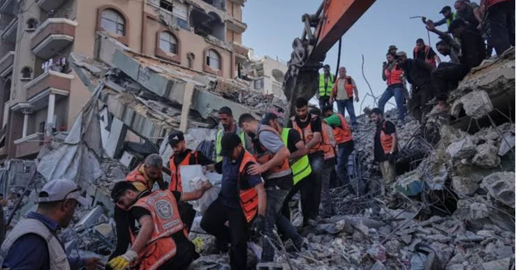 Building collapse in Gaza kills at least 16 as Mideast tensions continue