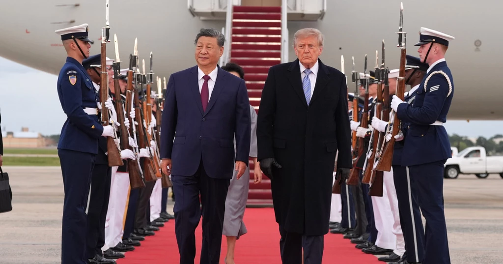 Trump welcomes Xi to Washington with planeside ceremony as trade truce extended