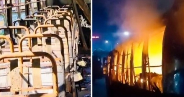Bus torched in Savar