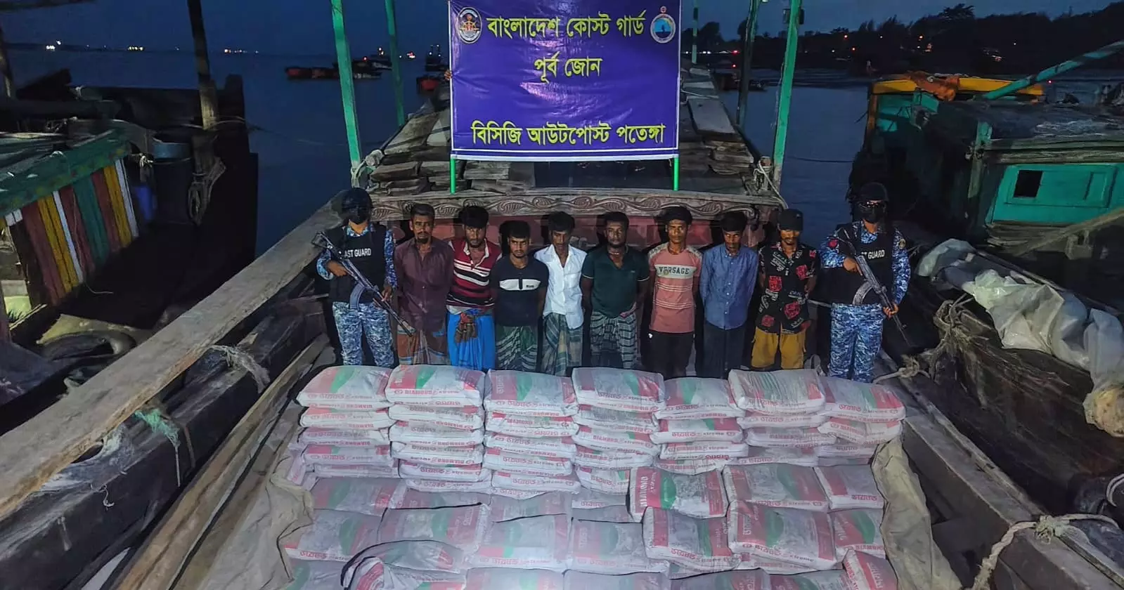 22 held, three cargo boats seized with cement, fertiliser allegedly bound for Myanmar