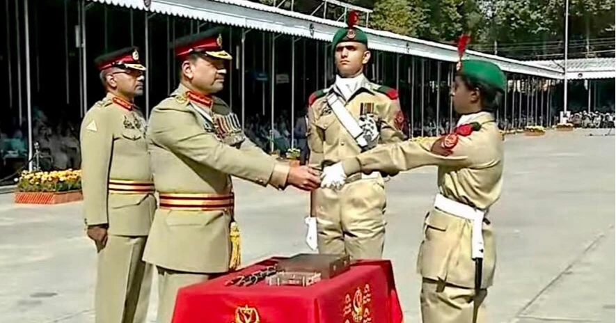 Bangladesh’s Lady Cadet Jannatul Mawa receives medal from Pakistan Military Academy