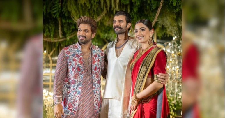 ‘Pushpa’ stars Allu Arjun reunite at Rashmika-Vijay wedding reception