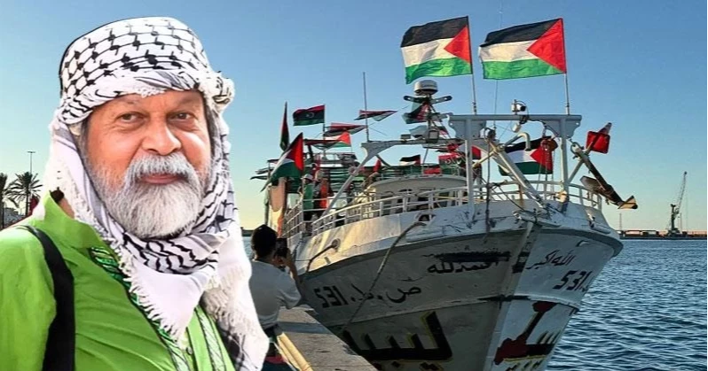 Shahidul Alam determined as Sumud flotilla enters Palestinian time zone