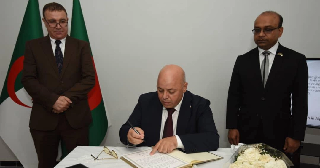 Algerian Minister signs condolence book at Bangladesh Embassy over jet crash