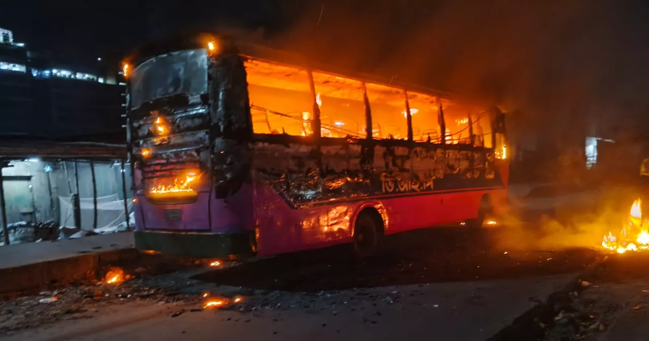 3 buses set on fire in Gazipur