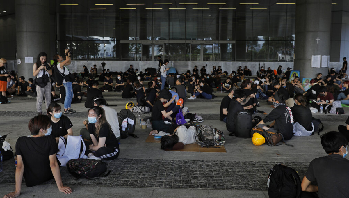 Protesters gather again outside Hong Kong government offices