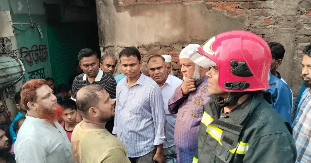 Fire guts over 100 shops in Sreenagar Bazar of Munshiganj