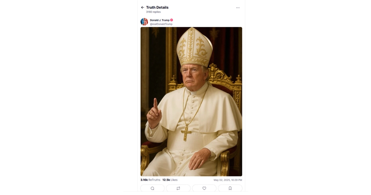 Trump draws criticism with AI image of himself as the pope ahead of the papal conclave