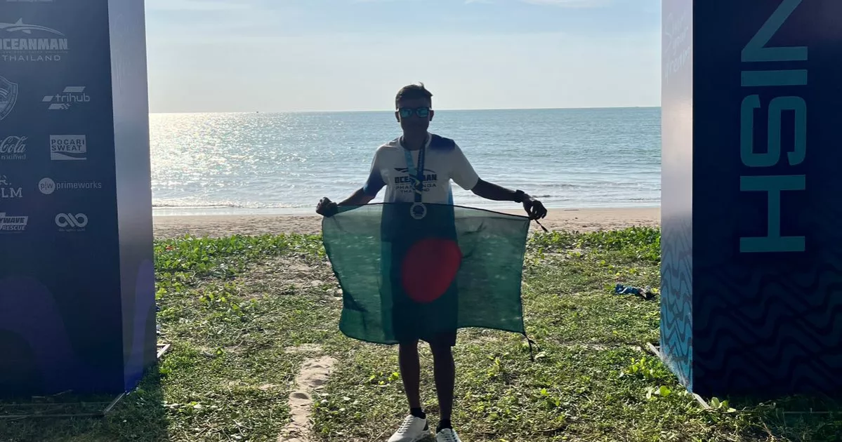 Bangladeshi swimmer Sheikh Jamil completes 10K swim at Oceanman Thailand 2025