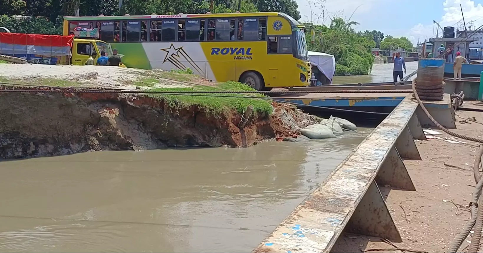 Ferry services disrupted as two ghats collapse in Paturia 