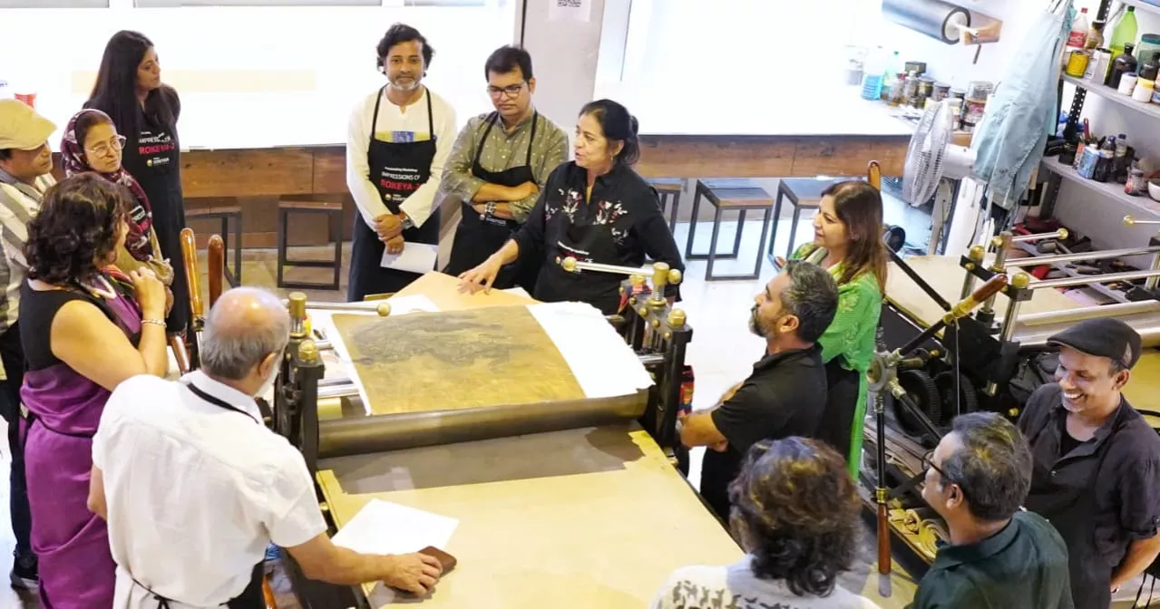 Ekushey Padak winner Rokeya Sultana's printmaking workshop begins at Cosmos Atelier71