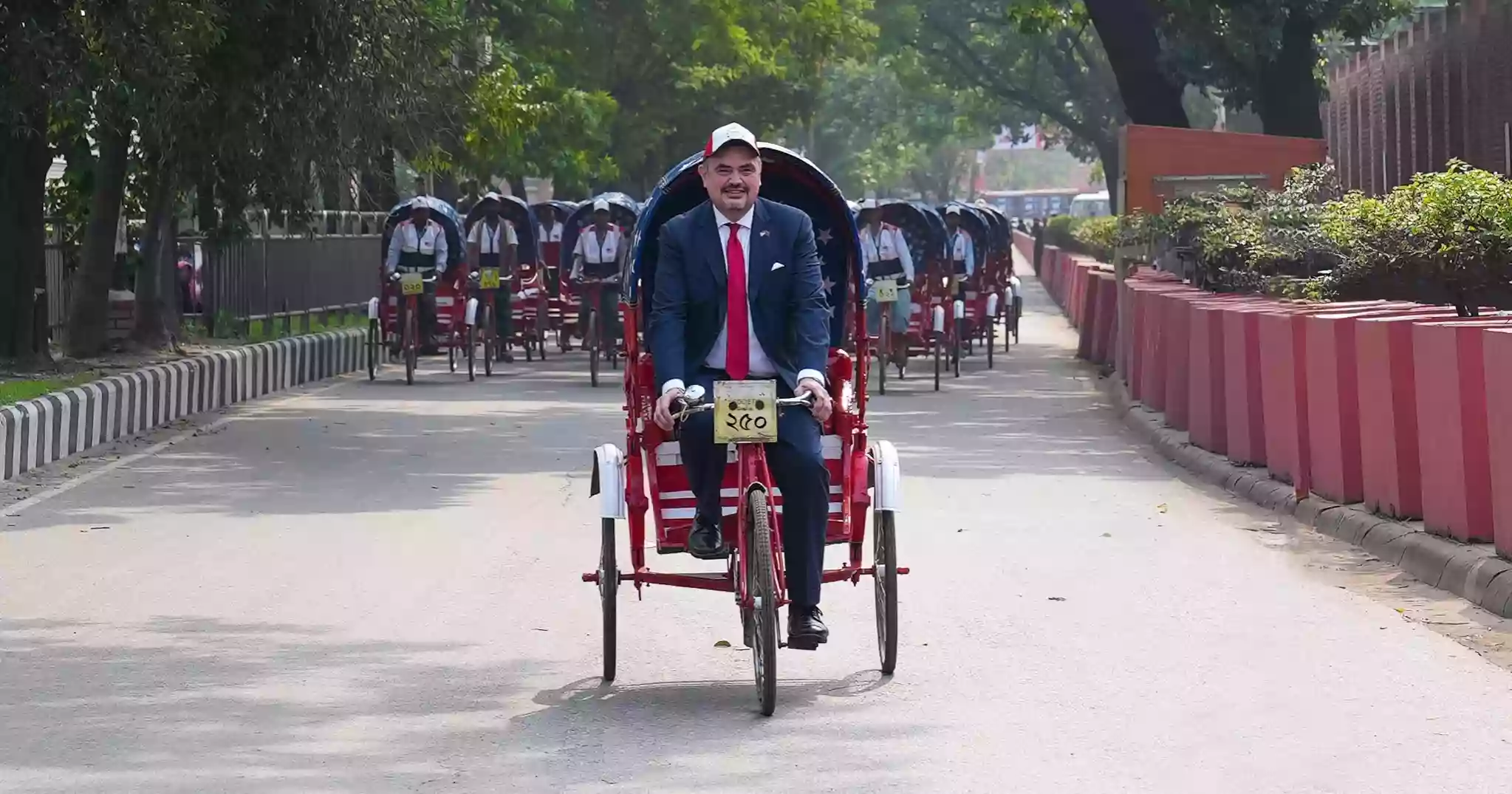 Red, white and blue rickshaws roll out to mark America’s 250 years