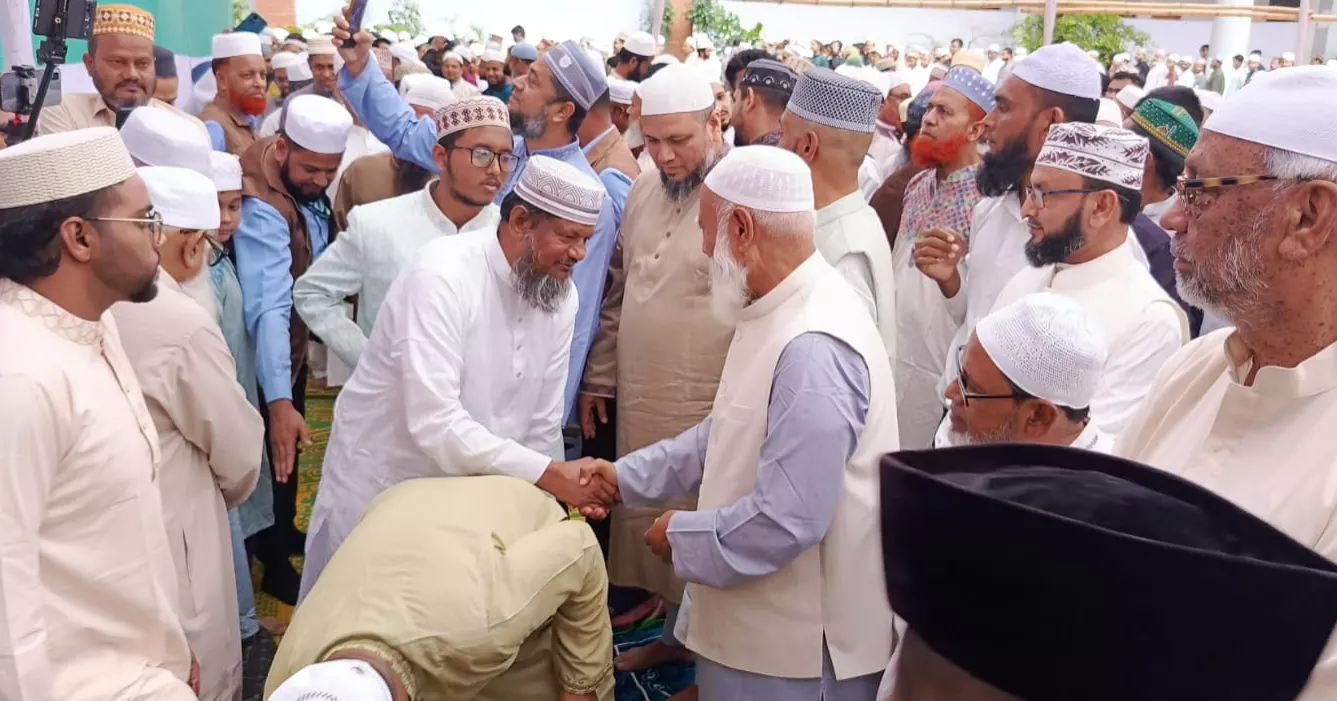 Jamaat Ameer offers Eid prayers at Monipur School in Mirpur