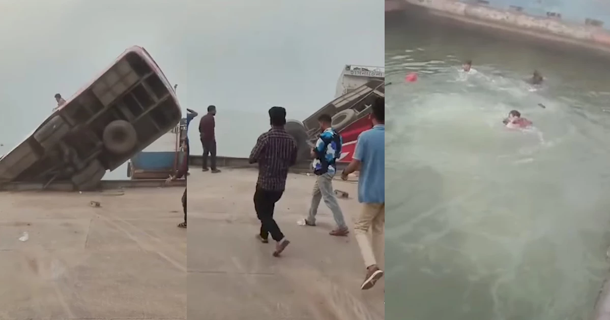 Bus with 40 passengers falls into Padma at Daulatdia Ghat; rescue underway
