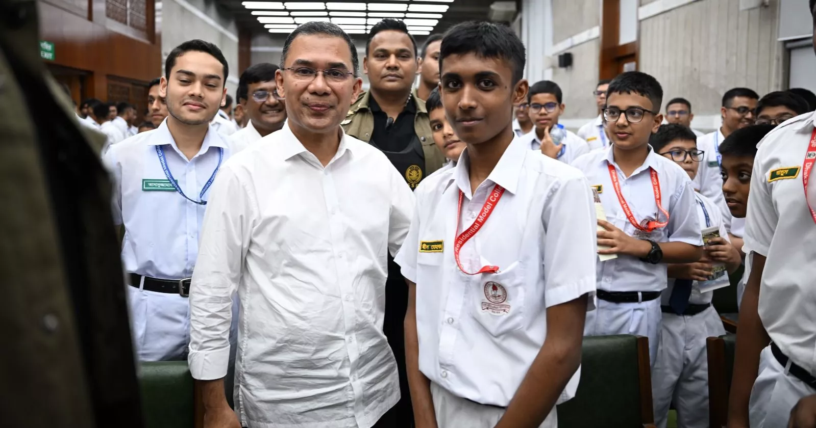 PM exchanges greetings with students of his former college at Parliament