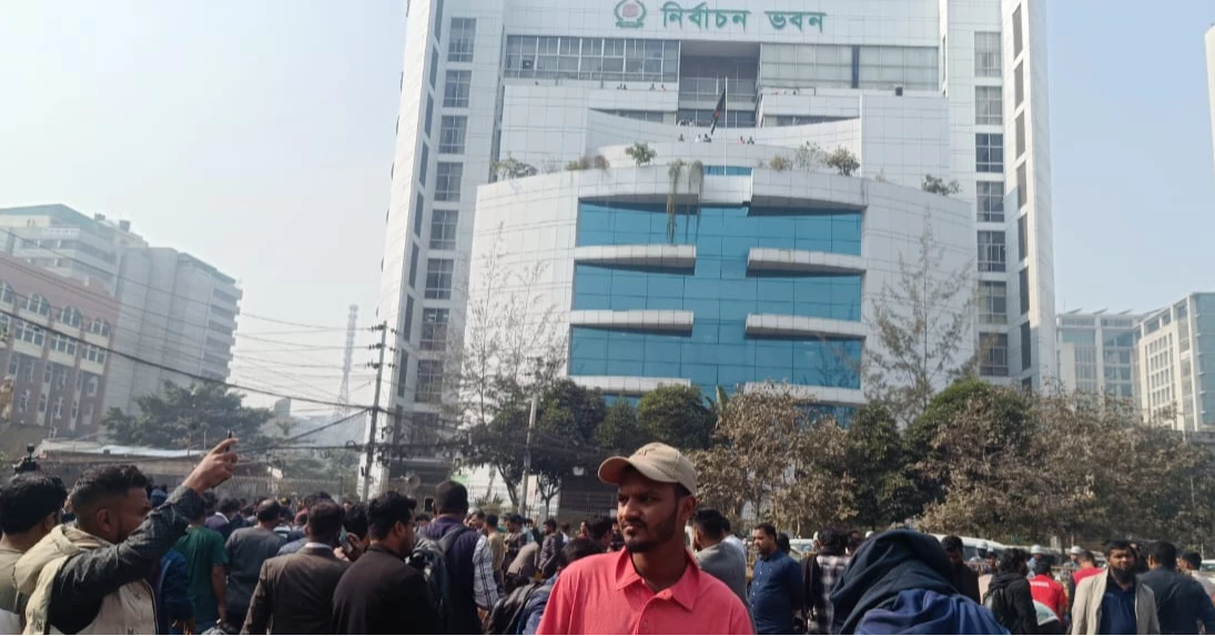 JCD protests outside Nirbachan Bhaban over EC’s role ahead of Feb polls