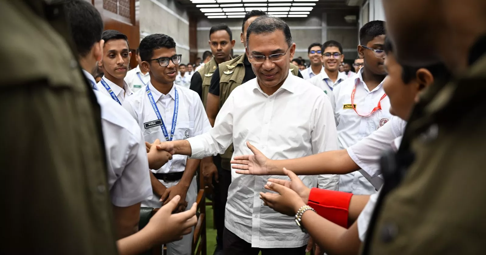 PM exchanges greetings with students of his former college at Parliament